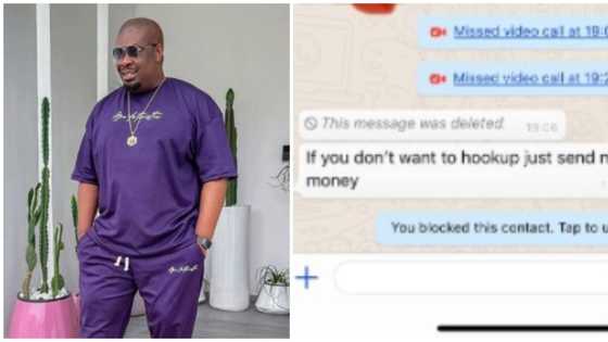 Mixed reactions as Don Jazzy blocks random 'runs girl' who demanded money from him