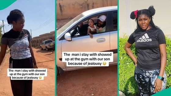 Wife reacts as jealous husband brings their little child to gym: "Everybody must know you have son"