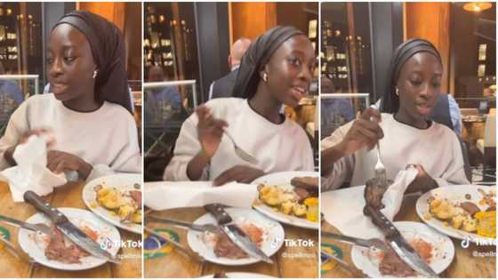 "I can't let it waste": Nigerian lady in Oyinbo restaurant quickly puts her food in serviette, video trends