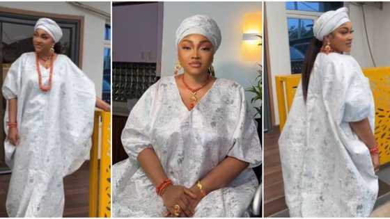 "She died at 110 years": Mercy Aigbe looks stunning as she steps out for her grandma's burial in Benin