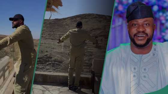 "Na here NYSC post u go?" Broda Shaggi, others tease Odunlade as he rocks khaki-like outfit in video