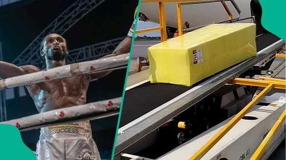 Late Nigerian boxer Gabriel Olanrewaju’s body arrives from Ghana, wife in tears, video