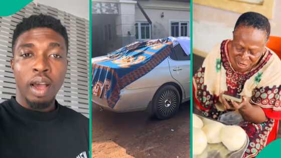 Man frustrated, posts video of his mum spreading her clothes on his car: "I don tire"