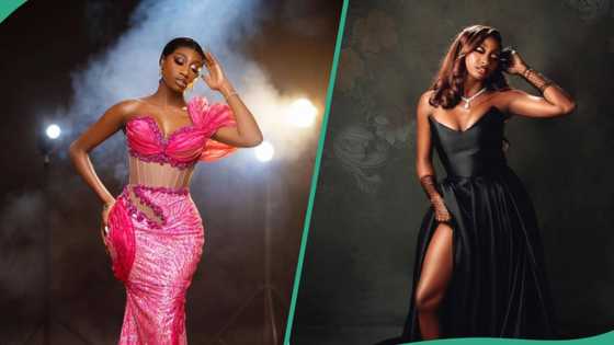 "Absolutely gorgeous": Doyin David strikes pose on classy black dress, wows fans