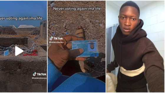 "Never voting again in my life": Sad Nigerian man says as he throws his PVC into an incinerator, video trends
