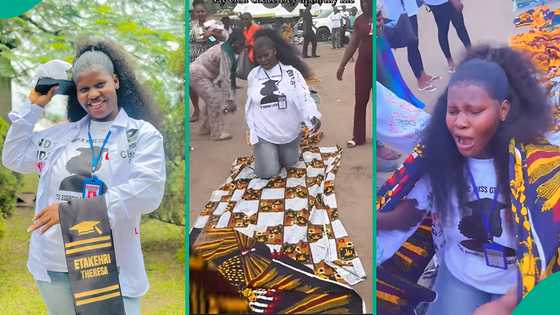 27-year-old lady celebrates as mother carries her on back during sign-out day, dramatic video trends