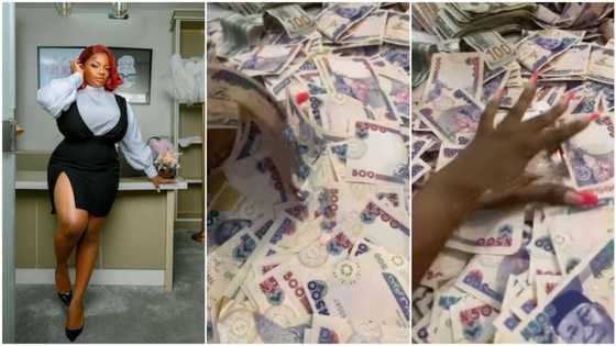 Dorathy Shows Off Money She Got for Her Birthday, Plays With Millions of Naira & Bundle of Dollars in Video