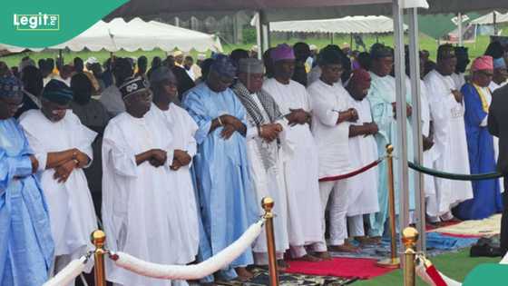 BREAKING: Tinubu observes Eid prayer at Dodan Barracks in Lagos, videos emerge