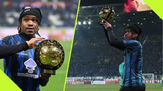 Lovely moment as Lookman showcases CAF POTY Award in front of Atalanta fans