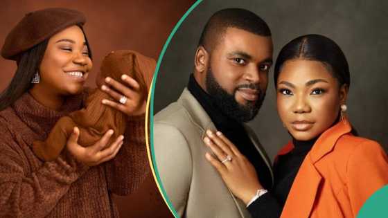 Mercy Chinwo's hubby falls madly in love with sweet studio photos of baby & wife, shares son's name