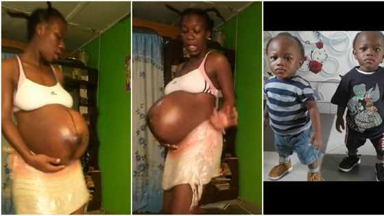 "Proud twin mum": Lady goes viral on TikTok because of her big pregnancy bump, welcomes two babies in video