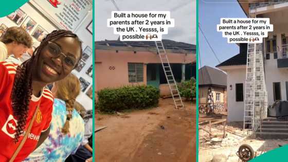 Lady demolishes parents' old village house, builds new one after staying 2 years in UK