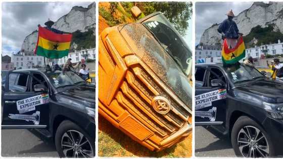 "They have arrived London": 13 Ghanaians driving from Accra to UK make it to London, video goes viral