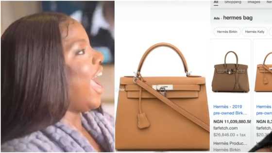 Jesus: BBNaija Dorathy screams, pretends to faint as she spots price of 'second-hand' Hermes bag