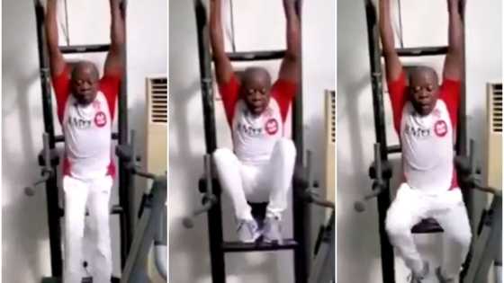 "Obi, Atiku can never try this": Reactions as viral video of Oshiomhole doing very strenuous exercise surfaces