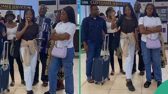 "The first to travel abroad": Family's last born celebrates at airport as she flies out of Nigeria
