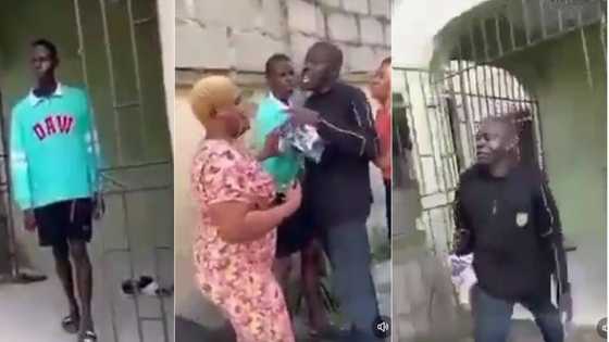 "You carry your mama age mate": Nigerian dad catches 21-year-old son at sugar mummy's house, video trends