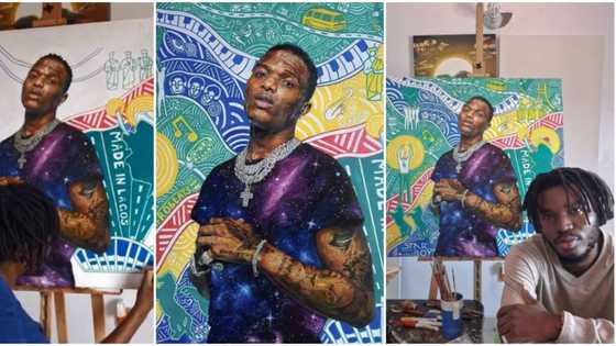 I want this: Wizkid gushes over impressive portrait of him made by talented Nigerian artist
