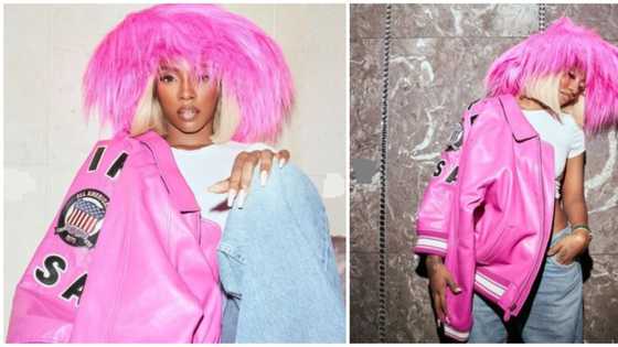 Tiwa Savage glows in rocker chic pink look, fans shower compliments: "Mama Jam Jam too fly"