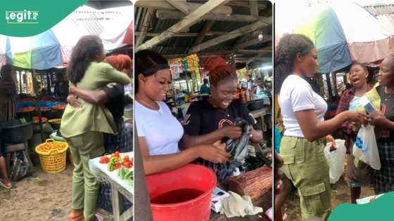 “My own na to bring husband”: Lady corper surprises her meat selling aunt, gives her phone in market