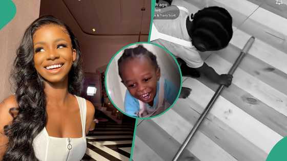 Iyabo Ojo’s daughter Priscy shares cute video of Mohbad’s son doing house chores: “I clean, he mops”