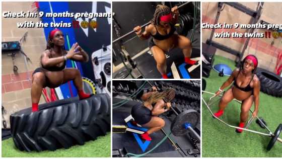 "Strong woman": 9-month pregnant lady lifts heavy objects as she works out in gym, video scares people