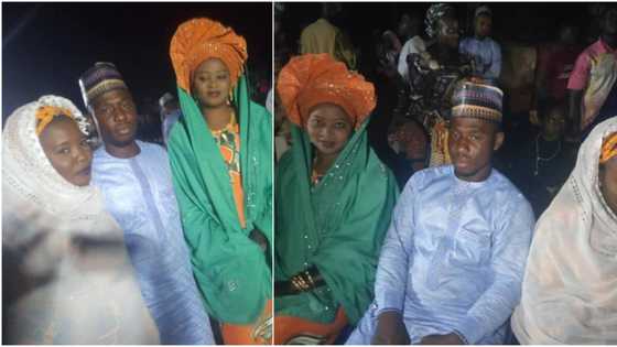 Massive reactions as Nigerian man marries 2 wives on same day, adorable photos light up social media