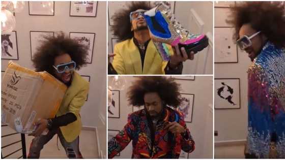 Veteran actress Regina Askia gifts Denrele lovely outfits and sequin boots for Valentine