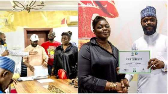 Renewed Hope Concert: Eniola Badmus receives certificate of appreciation from Tinubu's son, netizens react