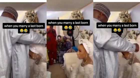 "Leave us like that": Bride plays with groom after he removes her wedding gown cloak in video