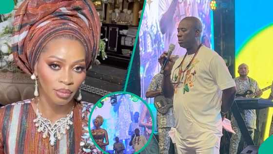 Shade Okoya's dance moves as KWAM 1 sings her praises at hubby's b'day trends: "Money too plenty"