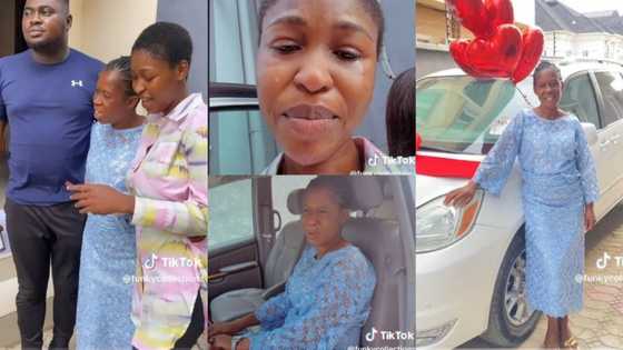 "She went through a lot for us": Lady surprises mum with brand-new car on birthday, moves her to tears