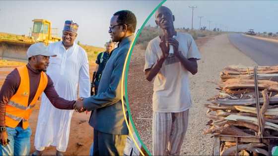 Gwamnan Yobe ya tsaya a hanya, ya raba kudi ga talakawa masu saran itace a daji