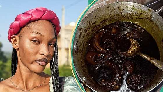 Disappointed lady cries out after cooking ogbono soup for the first time, photo goes viral