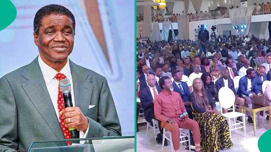 Crowd observed at Bishop David Abioye's Sunday service after leaving Winners Chapel, video emerges