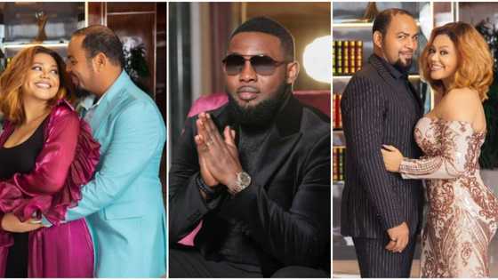 “D story never clear”: Fans react as AY Makun congratulates Ramsey Nouah & Nadia Buari, posts pictures of them