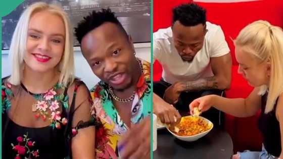"True Igbo lady": White woman married to Nigerian man uses oven to roast yam for her husband