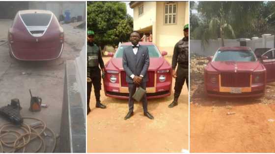 Nigerian man converts his Toyota Venza to luxury Rolls Royce Sweptail himself, photos of the car wow many