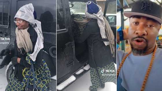 "My greatest achievement": Nigerian man brings his mother to America, drives her around in snow, video melts hearts