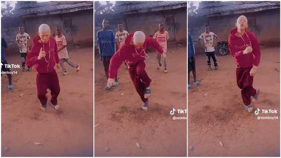 "Chelsea too dey spoil show": Albino boy leads dance group, surprises people with moves