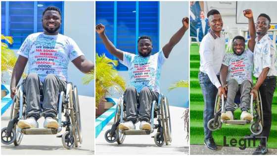 "My father said he can't waste money on me": Disabled Nigerian bags degree, says he wants to meet Don Jazzy