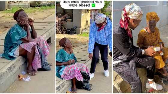 Nigerian man dances for old woman in streets, traces her house and gives her N1 million, viral video trends