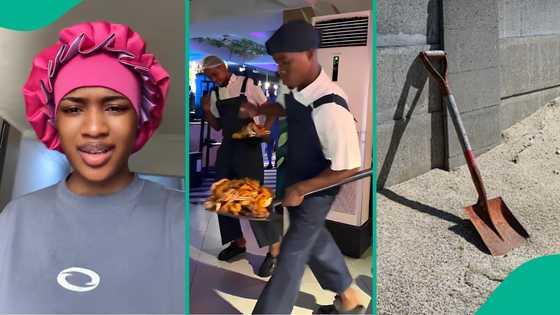Lady shares video of Lagos restaurant where she was served food on shovel with dancing, many react