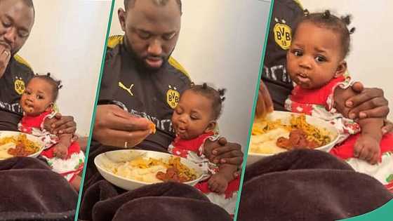 Nigerian woman sees her husband feeding 7-month-old baby semo and egusi soup, video trends