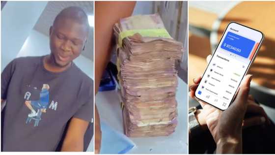 Naira notes: Man storms phone shop with huge cash he saved for 10 years, uses it to buy iPhone in viral video