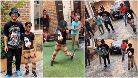 Wizkid's son Tife 'scatters' dance floor with 'gbese' moves as Poco Lee teaches him in viral video