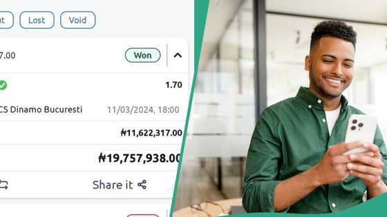 N19.7 million richer from bet: Lucky Nigerian man celebrates as he wins millions from single game