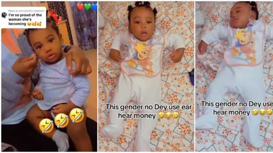 "She shine eyes": Lady shows little niece who wakes up anytime she hears money, video trends