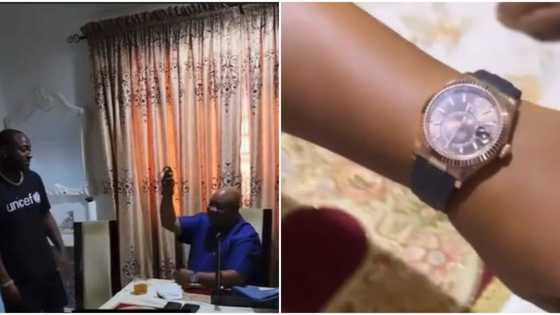 OBO doings: Singer Davido goes all out, gifts his governor-elect uncle a "N90m" wristwatch
