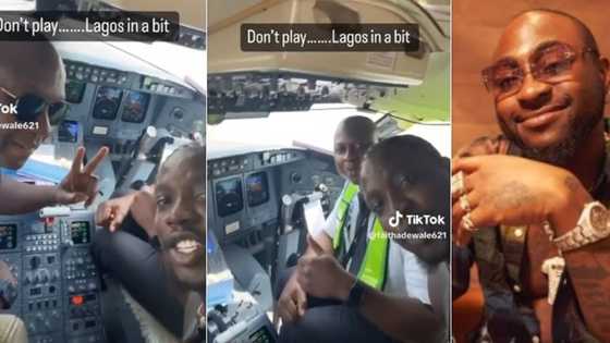 "OBO don cause wahala": VeryDarkMan flies in Davido's private jet, video shows him teasing pilots